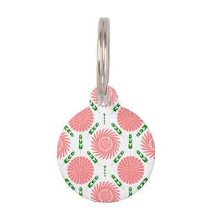 Médaillon Pour Animaux motif aux fleurs roses