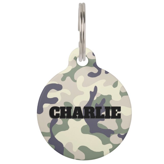 Médaillon Pour Animaux Motif Camo avec nom Take Me Home Info Dog ID (Devant)