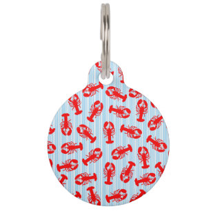 Médaillon Pour Animaux Motif d'animaux de homard rouge sur les bandes ble