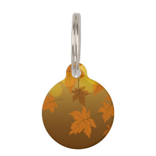 Médaillon Pour Animaux Motif d'automne avec feuilles d'érable en chute et