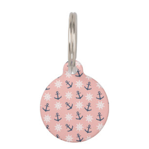 Médaillon Pour Animaux Motif de corail nautique d'ancre et de roue de