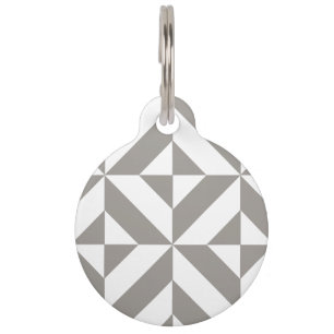 Médaillon Pour Animaux Motif de cube géométrique gris argenté