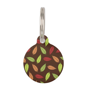 Médaillon Pour Animaux Motif De Feuilles, Feuilles Colorés, Feuilles D'Au