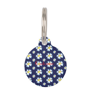 Médaillon Pour Animaux Motif de fleurs blanches Thunder_Cove
