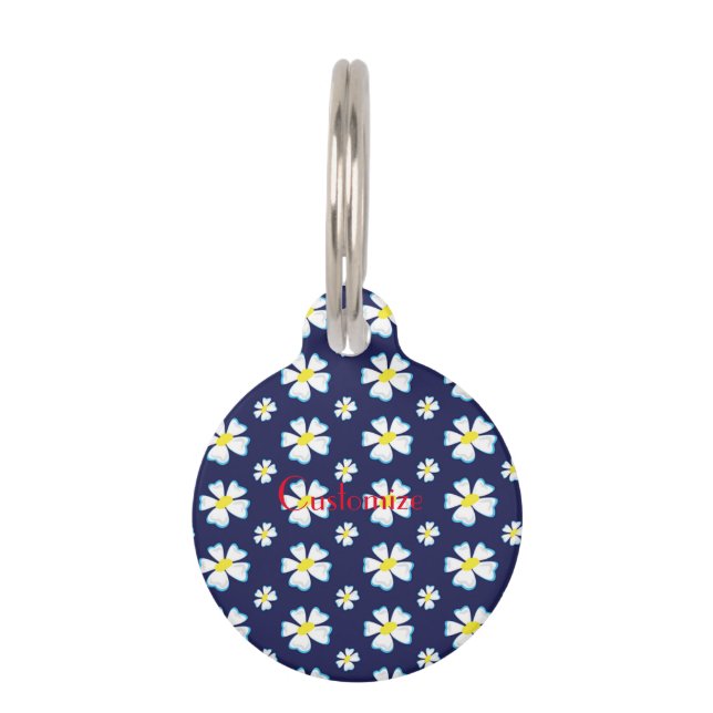 Médaillon Pour Animaux Motif de fleurs blanches Thunder_Cove  (Devant)