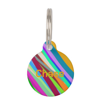 Médaillon Pour Animaux Motif de ligne diagonale multicolore