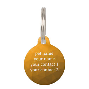 Médaillon Pour Animaux Motif de maillage géométrique orange Votre texte
