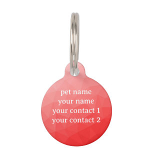 Médaillon Pour Animaux Motif de maillage géométrique rouge Votre texte