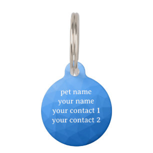 Médaillon Pour Animaux Motif de maille géométrique bleu clair Votre texte