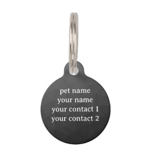 Médaillon Pour Animaux Motif de maille géométrique gris foncé Votre texte