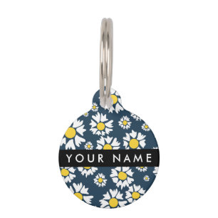 Médaillon Pour Animaux Motif de marguerite, marguerites blanches, Votre n