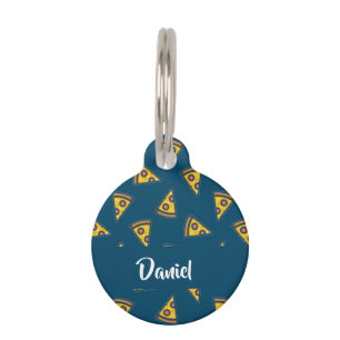 Médaillon Pour Animaux Motif de pizza bleu
