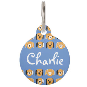 Médaillon Pour Animaux Motif de tête de chien jaune mignon Nom personnali