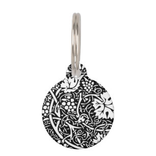 Médaillon Pour Animaux Motif de vigne de raisin noir et blanc de William