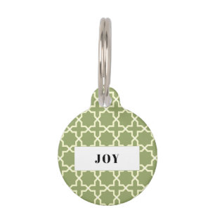 Médaillon Pour Animaux Motif Personnalisé Vert Sauge Pile