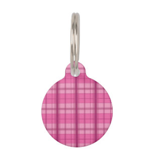 Médaillon Pour Animaux Motif Tartan rose Plaid avec info pour animaux de