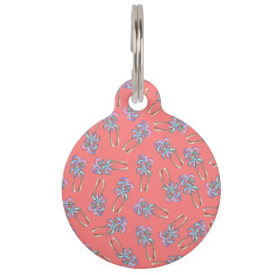 Médaillon Pour Animaux Motif tropical de palmiers d'été Girly sur le