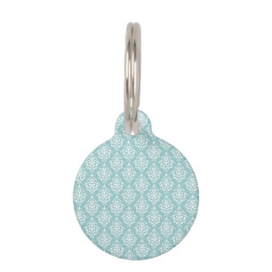 Médaillon Pour Animaux Motif vintage blanc bleu-clair 1 de damassé