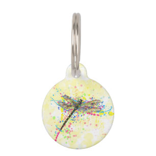 Médaillon Pour Animaux Mouche dragonfly à l'aquarelle tendance mignonne