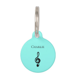 Médaillon Pour Animaux Musical Treble Clef Vert Turquoise