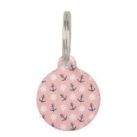 Nautical coral navy blue anchor and wheel pattern