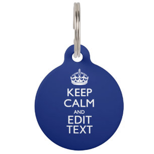 Médaillon Pour Animaux Navy Blue Restez Calme Et Ayez Votre Texte