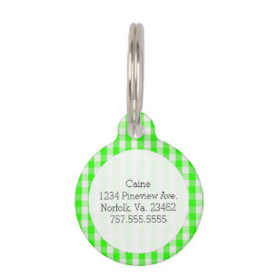 Médaillon Pour Animaux Neon Green En vichy Motif par Shirley Taylor