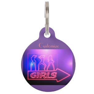Médaillon Pour Animaux Neon Pink Girls Sign Thunder_cove