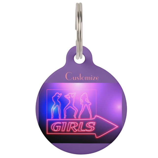 Médaillon Pour Animaux Neon Pink Girls Sign Thunder_cove (Devant)