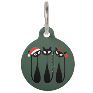 Médaillon Pour Animaux Noël Chats Moderne Rétro Classique du Milieu du Si