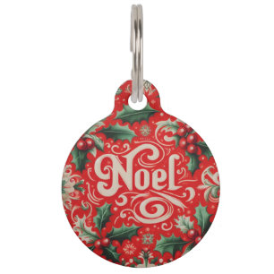 Médaillon Pour Animaux Noel de Noël Rouge et Vert