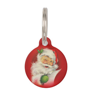 Médaillon Pour Animaux Noël du Père Noël vintage