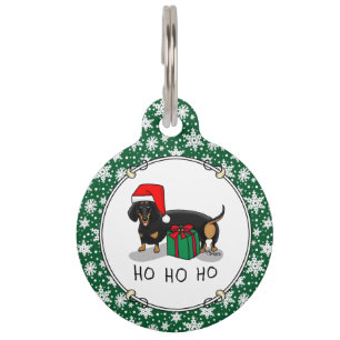 Médaillon Pour Animaux Noël Père Noël Dachshund (S noir & tan) mignonne