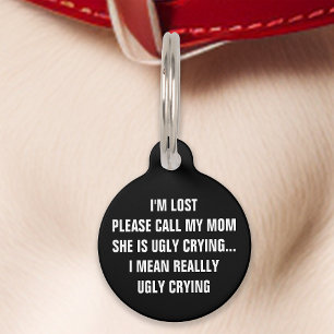 Médaillon Pour Animaux Noir "Appelle Ma Mère" Drôle