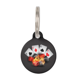 Médaillon Pour Animaux Noir de casino de tisonnier de flamme