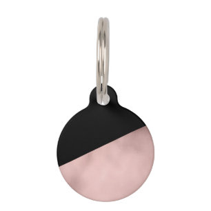Médaillon Pour Animaux noir rose d'or de faux moderne élégant géométr
