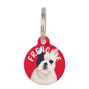 MÉDAILLON POUR ANIMAUX NOM DE LA PHOTO DE BULLDOG EN FRANÇAIS BALISE BUDG