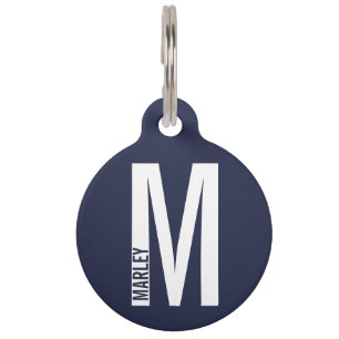 Médaillon Pour Animaux Nom de l'animal et monogramme avec code QR