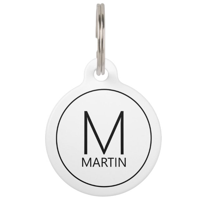 Médaillon Pour Animaux Nom de l'animal et monogramme avec coordonnées du  (Devant)