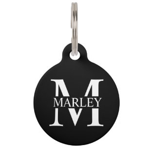Médaillon Pour Animaux Nom de l'animal et monogramme avec coordonnées du