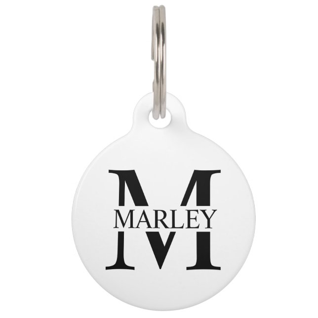Médaillon Pour Animaux Nom de l'animal et monogramme avec coordonnées du  (Devant)