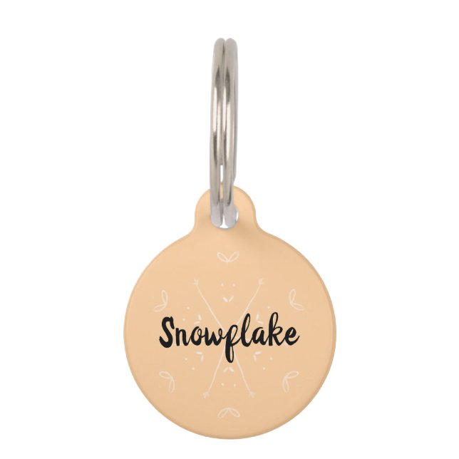 Médaillon Pour Animaux nom d'hiver orange flocon de neige (Devant)