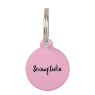 Médaillon Pour Animaux Nom d'hiver rose de la neige