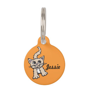 Médaillon Pour Animaux Nom du chat orange graphique et balise de familier
