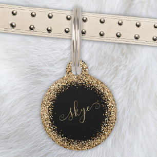 Médaillon Pour Animaux Nom du monogramme de la Parties scintillant d'or