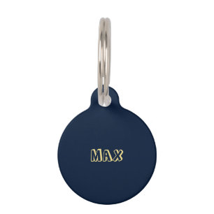 Médaillon Pour Animaux Nom du monogramme marine bleu or chien coordonnées