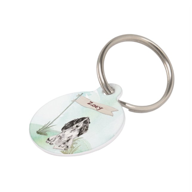 Médaillon Pour Animaux Nom personnalisé Cocker Spaniel Pet Chien (Côté )