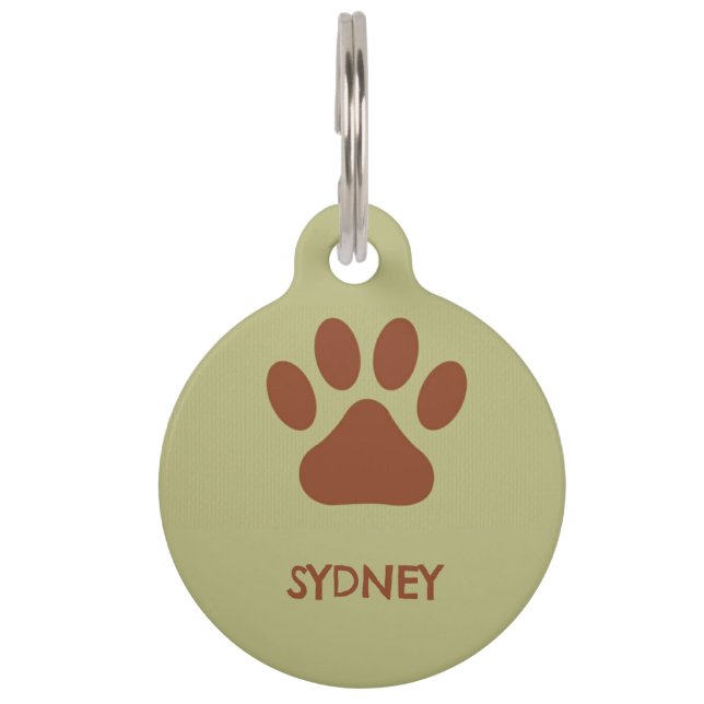 Médaillon Pour Animaux Nom personnalisé de patte chien Brown (Devant)