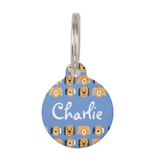 Médaillon Pour Animaux Nom personnalisé du Motif de tête de chien jaune m