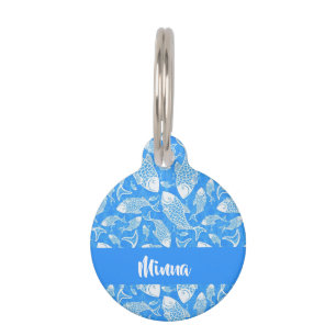 Médaillon Pour Animaux Nom personnalisé poisson blanc